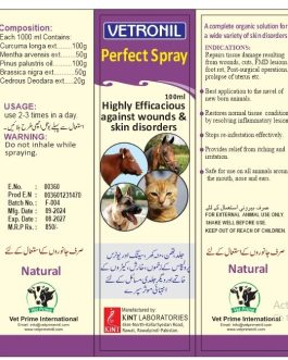 Vetronil Perfect Spray 100ml | Herbal Wound & Skin Care Spray for All Animals, Livestock and Pets | Vet Prime International